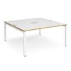 Adapt sliding top back to back desks 1600mm x 1200mm - white frame White Top with oak edging - STE1612-WH-WO