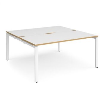 Adapt sliding top back to back desks 1600mm x 1200mm - white frame White Top with oak edging - STE1612-WH-WO