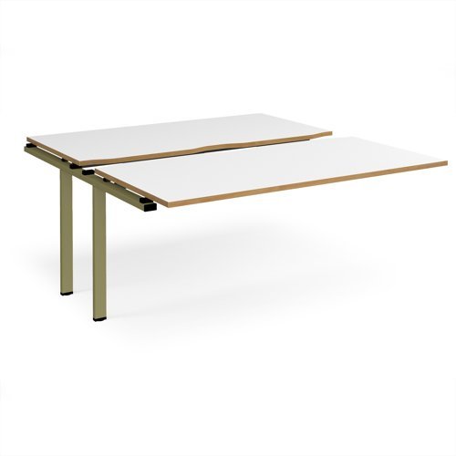 Adapt sliding top add on unit single 1600mm x 1600mm - green frame White Top oak edge - STE1616-AB-GN-WO
