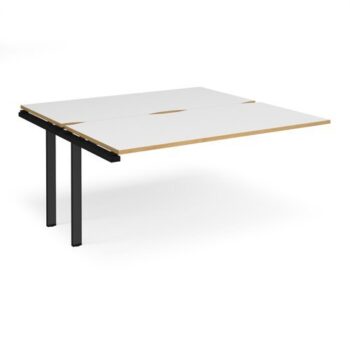 Adapt sliding top add on unit single 1600mm x 1600mm - black frame White Top with oak edging - STE1616-AB-K-WO