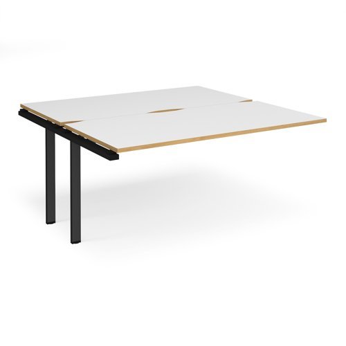 Adapt sliding top add on unit single 1600mm x 1600mm - black frame White Top with oak edging - STE1616-AB-K-WO