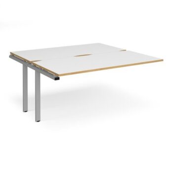 Adapt sliding top add on unit single 1600mm x 1600mm - silver frame White Top with oak edging - STE1616-AB-S-WO