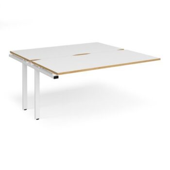 Adapt sliding top add on unit single 1600mm x 1600mm - white frame White Top with oak edging - STE1616-AB-WH-WO