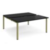 Adapt sliding top back to back desks 1600mm x 1600mm - green frame black top - STE1616-GN-BK