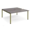 Adapt sliding top back to back desks 1600mm x 1600mm - green frame Grey Oak Top - STE1616-GN-GO