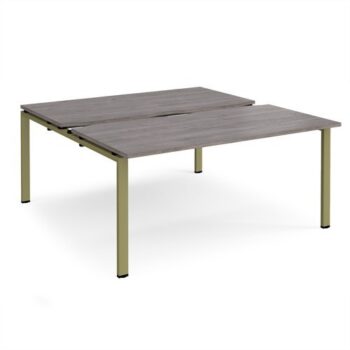 Adapt sliding top back to back desks 1600mm x 1600mm - green frame Grey Oak Top - STE1616-GN-GO
