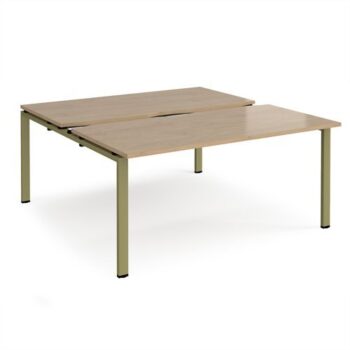 Adapt sliding top back to back desks 1600mm x 1600mm - green frame Kendal Oak Top - STE1616-GN-KO
