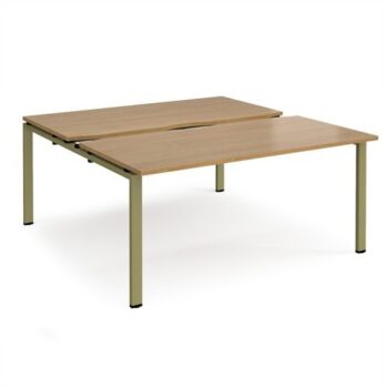 Adapt sliding top back to back desks 1600mm x 1600mm - green frame Oak Top - STE1616-GN-O