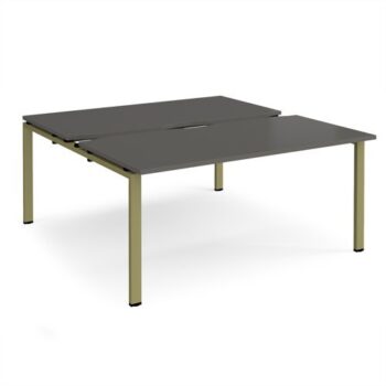 Adapt sliding top back to back desks 1600mm x 1600mm - green frame storm grey top - STE1616-GN-OG