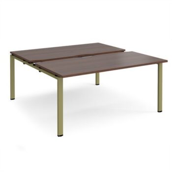 Adapt sliding top back to back desks 1600mm x 1600mm - green frame Walnut top - STE1616-GN-W
