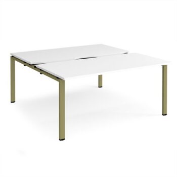 Adapt sliding top back to back desks 1600mm x 1600mm - green frame White Top - STE1616-GN-WH