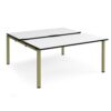 Adapt sliding top back to back desks 1600mm x 1600mm - green frame White Top black edge - STE1616-GN-WK