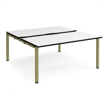Adapt sliding top back to back desks 1600mm x 1600mm - green frame White Top black edge - STE1616-GN-WK