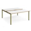 Adapt sliding top back to back desks 1600mm x 1600mm - green frame White Top oak edge - STE1616-GN-WO