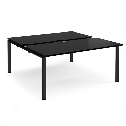 Adapt sliding top back to back desks 1600mm x 1600mm - black frame black top - STE1616-K-BK