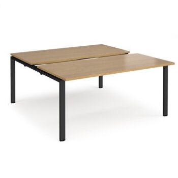 Adapt sliding top back to back desks 1600mm x 1600mm - black frame Oak Top - STE1616-K-O