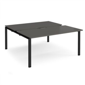 Adapt sliding top back to back desks 1600mm x 1600mm - black frame storm grey top - STE1616-K-OG