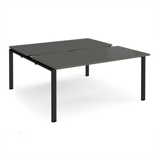 Adapt sliding top back to back desks 1600mm x 1600mm - black frame storm grey top - STE1616-K-OG