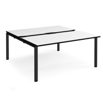 Adapt sliding top back to back desks 1600mm x 1600mm - black frame White Top black edge - STE1616-K-WK