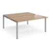 Adapt sliding top back to back desks 1600mm x 1600mm - silver frame Beech top - STE1616-S-B