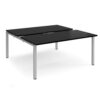 Adapt sliding top back to back desks 1600mm x 1600mm - silver frame black top - STE1616-S-BK