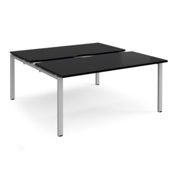 Adapt sliding top back to back desks 1600mm x 1600mm - silver frame black top - STE1616-S-BK