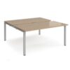 Adapt sliding top back to back desks 1600mm x 1600mm - silver frame Kendal Oak Top - STE1616-S-KO