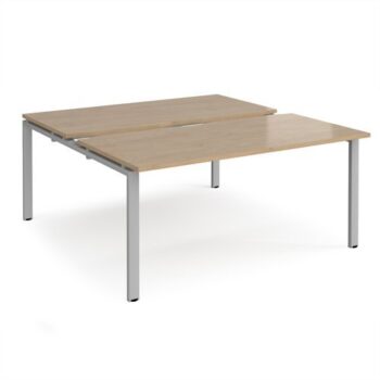 Adapt sliding top back to back desks 1600mm x 1600mm - silver frame Kendal Oak Top - STE1616-S-KO