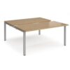 Adapt sliding top back to back desks 1600mm x 1600mm - silver frame Oak Top - STE1616-S-O