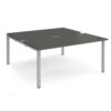 Adapt sliding top back to back desks 1600mm x 1600mm - silver frame storm grey top - STE1616-S-OG