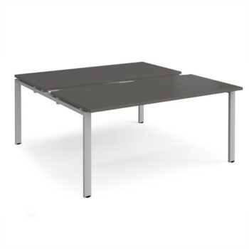 Adapt sliding top back to back desks 1600mm x 1600mm - silver frame storm grey top - STE1616-S-OG