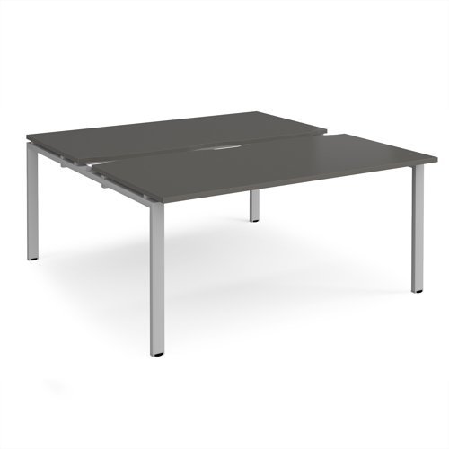Adapt sliding top back to back desks 1600mm x 1600mm - silver frame storm grey top - STE1616-S-OG