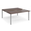 Adapt sliding top back to back desks 1600mm x 1600mm - silver frame Walnut top - STE1616-S-W