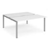 Adapt sliding top back to back desks 1600mm x 1600mm - silver frame White Top - STE1616-S-WH
