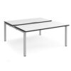 Adapt sliding top back to back desks 1600mm x 1600mm - silver frame White Top black edge - STE1616-S-WK