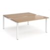 Adapt sliding top back to back desks 1600mm x 1600mm - white frame Beech top - STE1616-WH-B