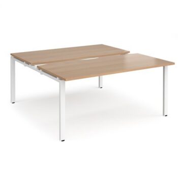 Adapt sliding top back to back desks 1600mm x 1600mm - white frame Beech top - STE1616-WH-B
