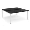 Adapt sliding top back to back desks 1600mm x 1600mm - white frame black top - STE1616-WH-BK