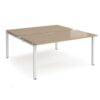 Adapt sliding top back to back desks 1600mm x 1600mm - white frame Kendal Oak Top - STE1616-WH-KO