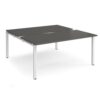 Adapt sliding top back to back desks 1600mm x 1600mm - white frame storm grey top - STE1616-WH-OG