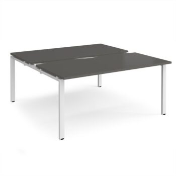 Adapt sliding top back to back desks 1600mm x 1600mm - white frame storm grey top - STE1616-WH-OG