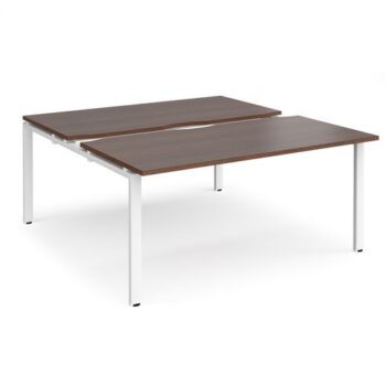 Adapt sliding top back to back desks 1600mm x 1600mm - white frame Walnut top - STE1616-WH-W
