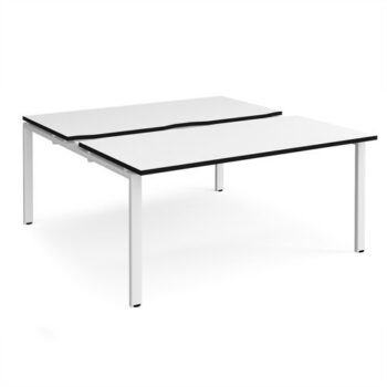 Adapt sliding top back to back desks 1600mm x 1600mm - white frame White Top black edge - STE1616-WH-WK