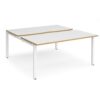 Adapt sliding top back to back desks 1600mm x 1600mm - white frame White Top with oak edging - STE1616-WH-WO