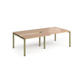 Adapt sliding top double back to back desks 2400mm x 1200mm - green frame Beech top - STE2412-GN-B