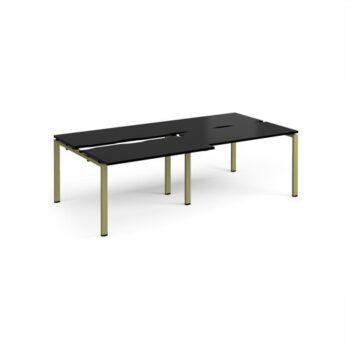 Adapt sliding top double back to back desks 2400mm x 1200mm - green frame black top - STE2412-GN-BK