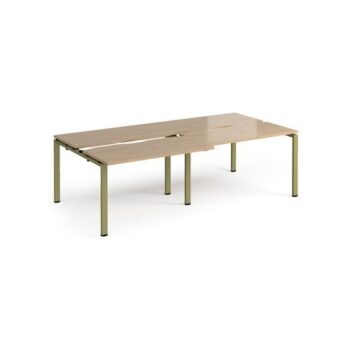 Adapt sliding top double back to back desks 2400mm x 1200mm - green frame Kendal Oak Top - STE2412-GN-KO
