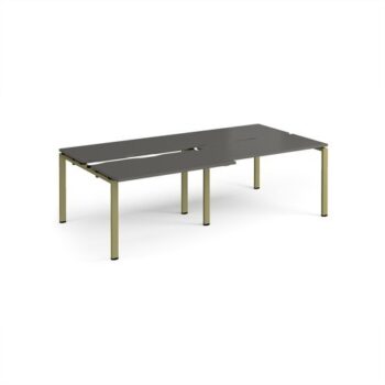 Adapt sliding top double back to back desks 2400mm x 1200mm - green frame storm grey top - STE2412-GN-OG