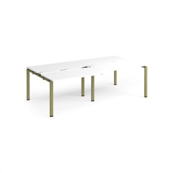 Adapt sliding top double back to back desks 2400mm x 1200mm - green frame White Top - STE2412-GN-WH