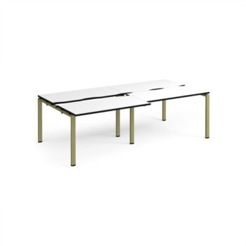 Adapt sliding top double back to back desks 2400mm x 1200mm - green frame White Top black edge - STE2412-GN-WK